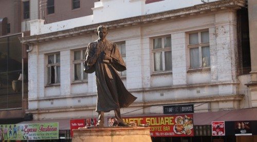 The bronze statue of Gandhi in Johannesburg. Image via the official website of the City of Johannesburg.