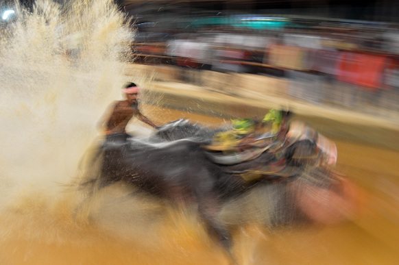 "A creative shot of a moment in the race."