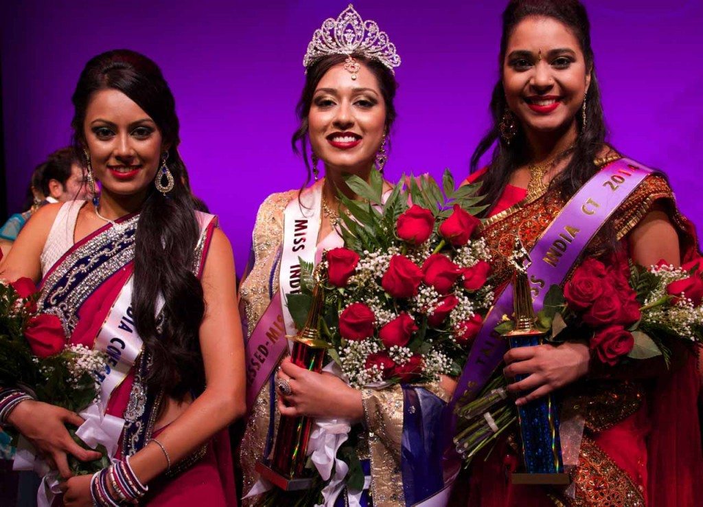 From left to right - First runner-pp Devisha Patel, winner Nidhi Bhimani and second runner-up Shivani Jonn.