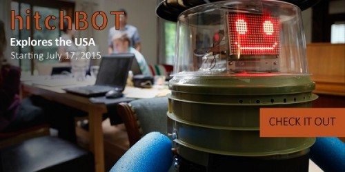 Robot hitchBOT starts trek across the US from Massachusetts to California