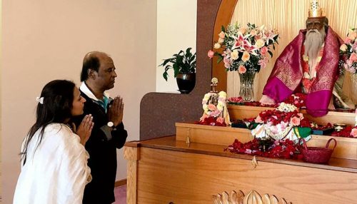 Rajinikanth visits Yogaville Ashram in Virginia with daughter Aishwaryaa