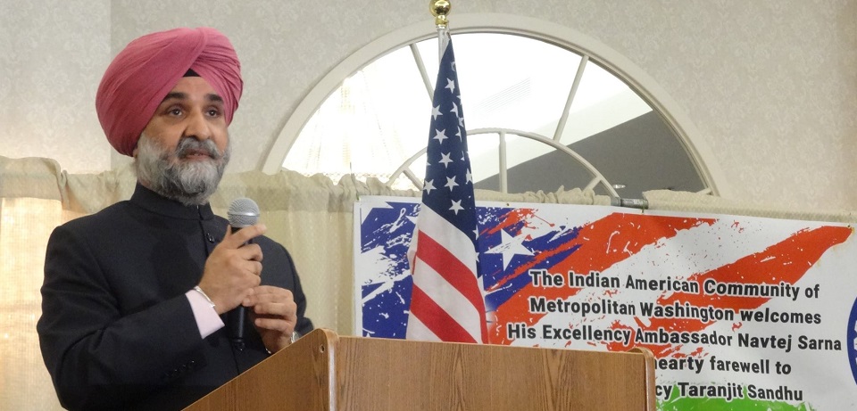 Ambassador Taranjit Singh Sandhu addressing the gathering. Photo by Geeta Goindi