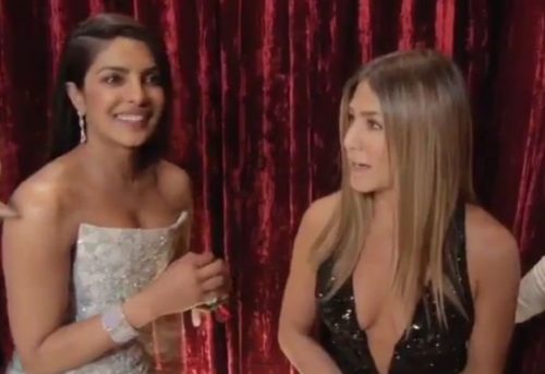 Priyanka Chopra interviews Jennifer Aniston at Oscars