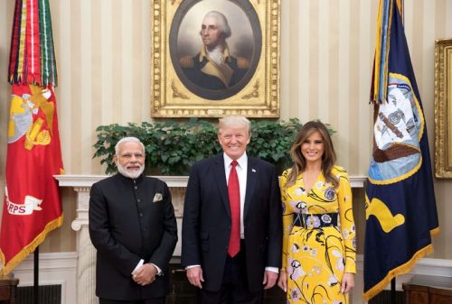 Modi, Trump and Melania Trump