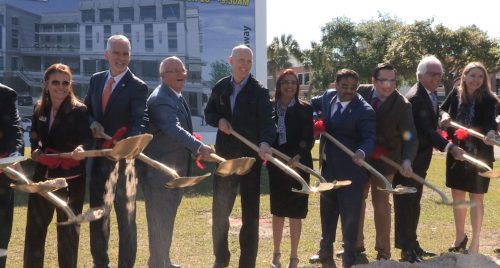 Florida Gov. Rick Scott (sixth from right) at the ground breaking a new hotel being constructed by Indian American Danny Gaekwad (fourth from right) in Ocala, FL, on March 23, 2017.