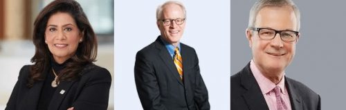 Nandita Bakhshi (left), Dow Wilson (center) and Ernie Thrasher