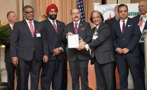 India and US have ‘made up for lost time’: Ambassador Harsh Vardhan Shringla Indian Ambassador to the United States Harsh Vardhan Shringla receiving an award from NCAIA Chairman Dr. Suresh Gupta.