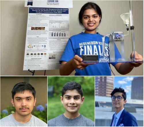 Four Indian American budding scientists are among the top winners of the 2021 Regeneron Science Talent Search (STS): Eshani Jha, 17, of San Jose, California; Gopal Goel, 17, of Portland, Oregon; Vetri Vel, 16, of Bangor, Maine; and Alay Shah, 17, of Plano, Texas.