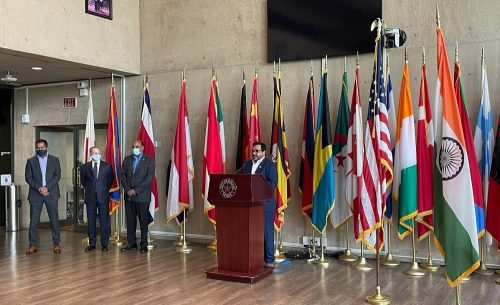 Chairman of Indian American CEO Council Arun Agarwal speaks at City of Dallas press conference