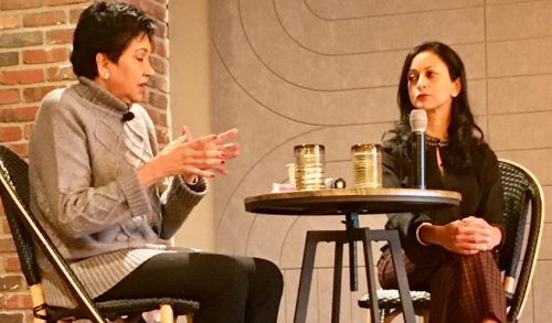 Indra Nooyi: Put your hand up for the most difficult assignment Former PepsiCo CEO and Chairman Indra Nooyi discussing her new book with moderator Mudita Bhargava, at an event hosted by the Connecticut Chapter of the Global Organization of People of Indian Origin, in association with India Cultural Center of Greenwich, Milan Cultural Association of Hartford and Ascend Connecticut/ Westchester Chapter, in Stamford, CT, December 4.