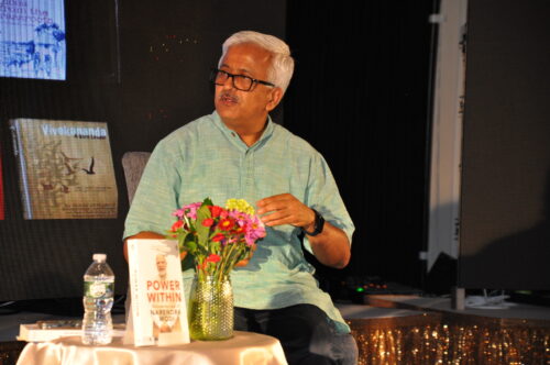 Dr. Balasubramaniam discusses his book Power Within: The Leadership Legacy of Narendra Modi during a talk in Boston.