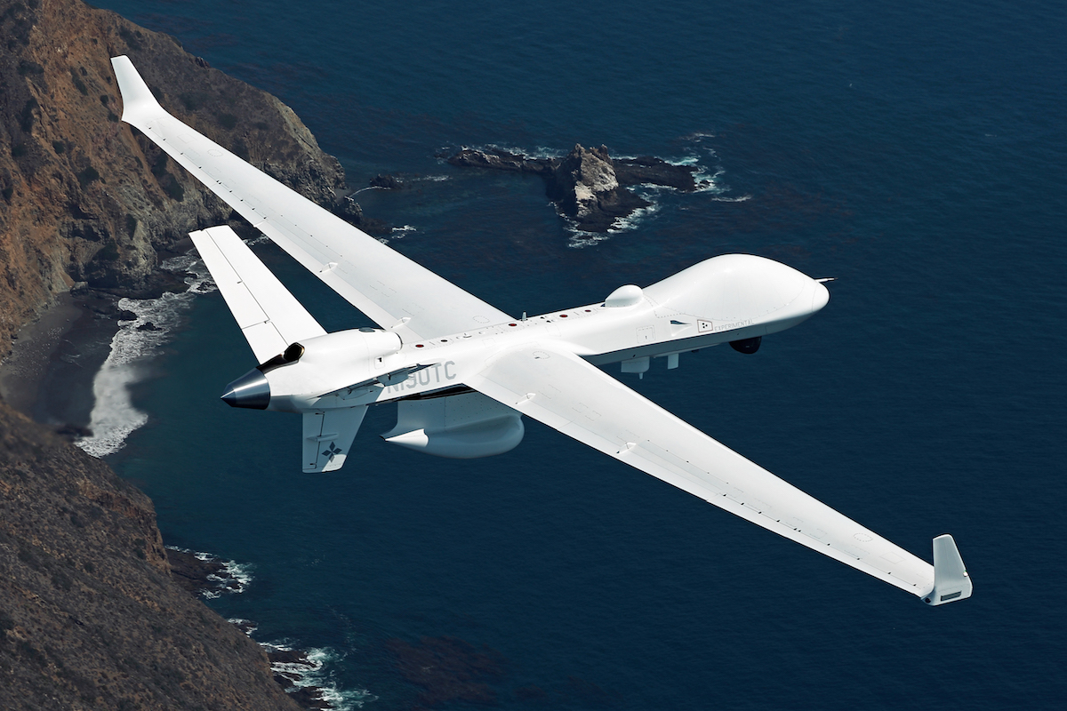 General Atomics' MQ-9B Sky Guardian, during a demo in Japan, in September 2020.