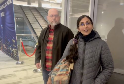 Kshama Sawant pictured in front of the Indian consulate.