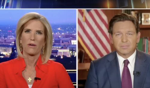 Appearing on The Ingraham Angle on August 26, Flordia Gov. Ron DeSantis asked, “Why would we import foreign workers when we have our own people to take care of?”